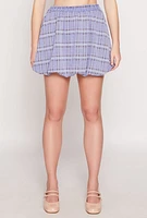 Womens Plaid High Waisted Bubble Skirt,