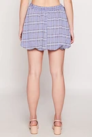 Womens Plaid High Waisted Bubble Skirt,