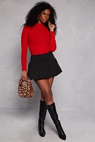 Womens Crepe Knit Mini Bubble Skirt, Black, Size L
