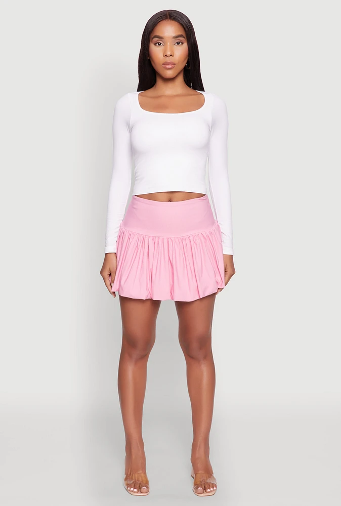 Womens Drop Waist Bubble Hem Skirt, Pink,