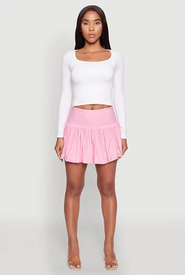 Womens Drop Waist Bubble Hem Skirt, Pink,
