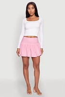 Womens Drop Waist Bubble Hem Skirt, Pink,