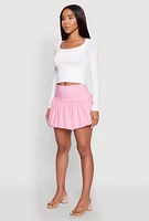 Womens Drop Waist Bubble Hem Skirt, Pink,