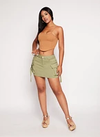 Womens Haute Monde Tabbed Cargo Pocket Mini Skirt, Green,