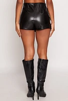 Womens Haute Monde Faux Leather Asymmetrical Skort, Black, Size M