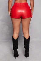 Womens Haute Monde Faux Leather Asymmetrical Skort, Red, Size S