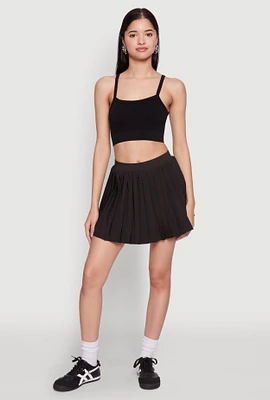 Womens Cell Phone Pocket Pleated Mini Skort,