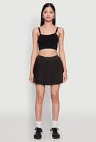 Womens Cell Phone Pocket Pleated Mini Skort,