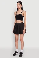 Womens Cell Phone Pocket Pleated Mini Skort,