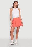 Womens Cell Phone Pocket Pleated Mini Skort,