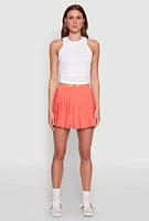Womens Cell Phone Pocket Pleated Mini Skort,