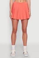 Womens Cell Phone Pocket Pleated Mini Skort,