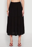 Womens Side Slit Tiered Maxi Skirt, Black, Size M