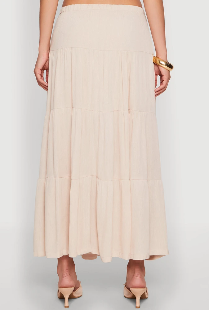 Womens Side Slit Tiered Maxi Skirt,