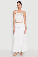 Womens Almost Famous Tiered Maxi Skirt, White, Size XL