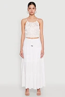 Womens Almost Famous Tiered Maxi Skirt, White, Size XL