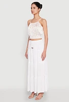 Womens Almost Famous Tiered Maxi Skirt, White, Size XL