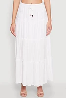 Womens Almost Famous Tiered Maxi Skirt, White, Size XL