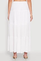 Womens Almost Famous Tiered Maxi Skirt, White, Size XL