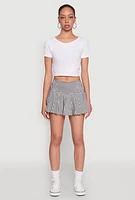 Womens Almost Famous Buckle Detail Gingham Pleated Skort,
