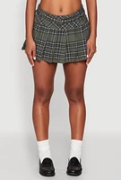 Womens Madden Girl Belted Pleated Mini Skirt, Green, Size XL