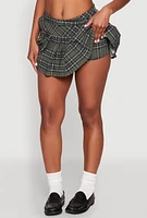 Womens Madden Girl Belted Pleated Mini Skirt, Green, Size XL