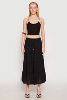 Womens Almost Famous Tiered Skirt, Black, Size XL