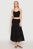Womens Almost Famous Tiered Skirt, Black, Size L