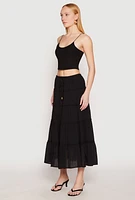 Womens Almost Famous Tiered Skirt, Black, Size XL