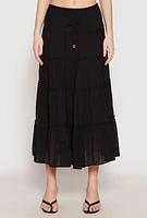 Womens Almost Famous Tiered Skirt, Black, Size XL