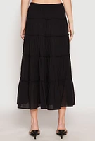 Womens Almost Famous Tiered Skirt, Black, Size L