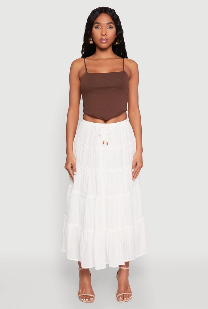 Womens Almost Famous Tiered Skirt, White, Size S