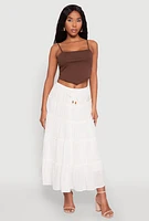 Womens Almost Famous Tiered Skirt, White, Size S