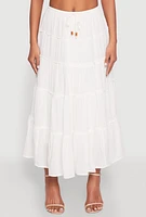 Womens Almost Famous Tiered Skirt, White, Size S