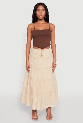 Womens Almost Famous Tiered Skirt, Khaki, Size XL