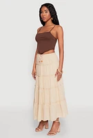 Womens Almost Famous Tiered Skirt, Khaki, Size S