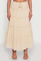 Womens Almost Famous Tiered Skirt, Khaki, Size XL
