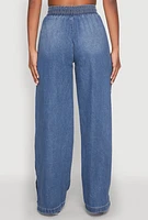 Womens Almost Famous Contrast Trim Whiskered Jeans, Blue, Size L