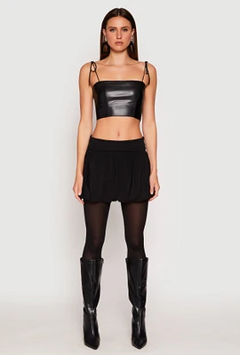 Womens Almost Famous Fold Over Waist Mini Bubble Skirt, Black, Size L