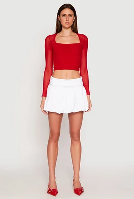 Womens Almost Famous Fold Over Waist Mini Bubble Skirt, White,