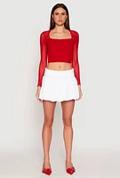 Womens Almost Famous Fold Over Waist Mini Bubble Skirt, White,
