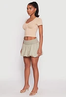 Womens Almost Famous Fold Over Waist Mini Bubble Skirt, M