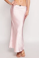 Womens Almost Famous Satin Midi Slip Skirt, Pink, Size L