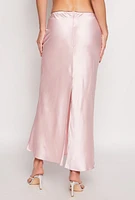 Womens Almost Famous Satin Midi Slip Skirt, Pink, Size L