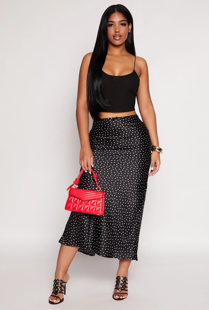 Womens Almost Famous Satin Printed Pattern Midi Skirt,