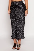 Womens Almost Famous Satin Printed Pattern Midi Skirt,