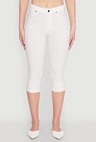 Womens Skinny Hyperstretch Capri Pants, White, Size L