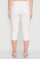 Womens Skinny Hyperstretch Capri Pants, White, Size L