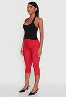 Womens Skinny Hyperstretch Capri Pants, Red, Size XL