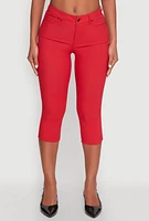 Womens Skinny Hyperstretch Capri Pants, Red, Size XL